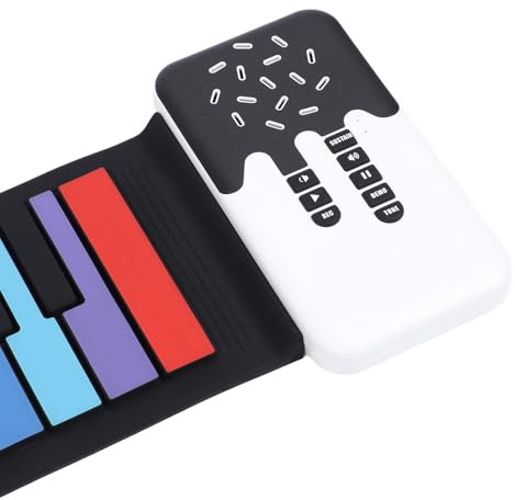 49 Keys Roll Up Piano, Portable Flexible Rainbow Piano Keyboard Built in Speaker, 8 Tones And 6 Demo Songs, Rechargeable Folding Electronic Hand Roll Piano for Kids