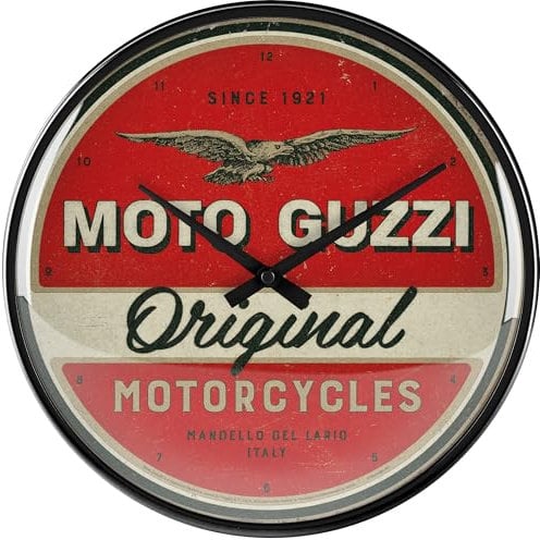 Nostalgic-Art Retro Wanduhr, Ø 31 cm, Moto Guzzi – Original Motorcycles – Geschenk-Idee für Biker, Original Lizenzprodukt (OLP), Große Küchenuhr, Vintage Design