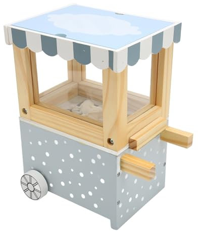 TOPINCN Wooden Popcorn Machine Toy, Retro Themed Mini Popcorn Machine, Hard Texture Clear Grain, Vivid Props, Educational DIY Making