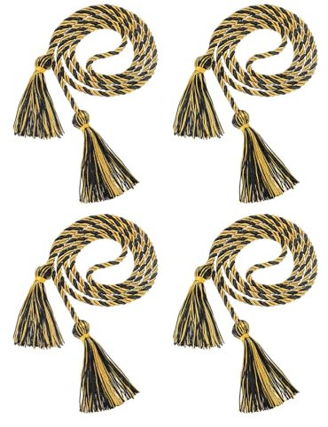 sourcing map 4 Pcs Graduation Cords, Graduation Tassel Honor Cords, 2025 Graduation Honor Cord with Tassel, Braided Cords for Graduation Bachelor Gown Sewing, Gold+Black