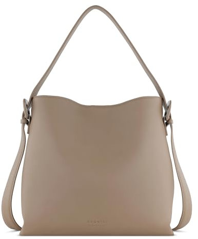 bugatti Luna Bag in Bag Schultertasche aus Kunstleder, Damen-Umhängetasche, puder