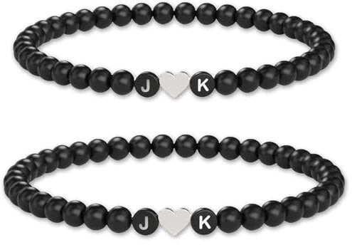 Meinearmbänder Personalisierte Partner Armbänder für Paare - Armband mit 2 Buchstaben - Freundschaftsarmbänder als Geschenk für Sie & Ihn