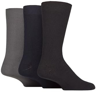 Glenmuir Men’s 3 Pair Laird Cotton Ribbed Trouser Socks – Plain, Soft, Breathable & Durable, Ideal for Work & Formal Wear with Ribbed Top, Comfortable Everyday Wear, Size 7–11