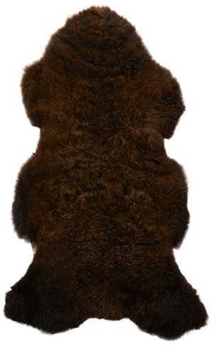 Simply Sheepskin British Rug - Brown Genuine Sheepskin - Ultra Soft Wool Bedside Rug, Machine Washable - Perfect for Any Room, (90-100 x 60cm)