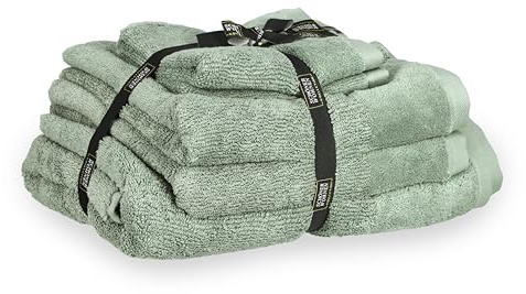 SCHÖNER WOHNEN Handtuch Set Baumwolle Frottee 5er Set 1 Duschtuch, 2 Handtücher & 2 Gästehandtücher - grün - Öko-Tex - groß - weich & flauschig - für Bad, Baby, Kinder & Sauna
