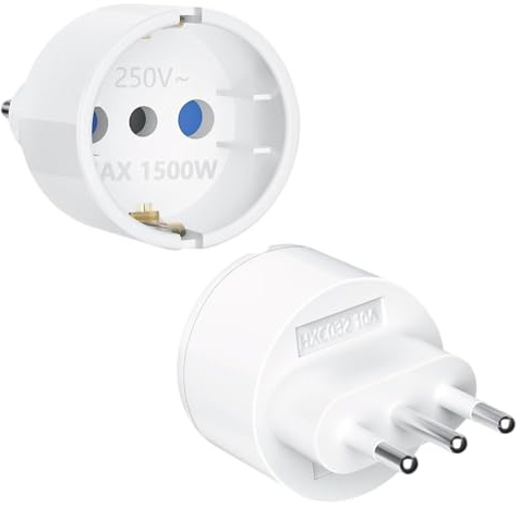 Adapter Italien Steckdose, 2 Stück Italien Stecker Adapter, 230v Reiseadapter Reisestecker Steckdosenadapter Europa/Deutschland Adapter, Typ-L Steckdosenadapter für Chile, Malediven, Uruguay