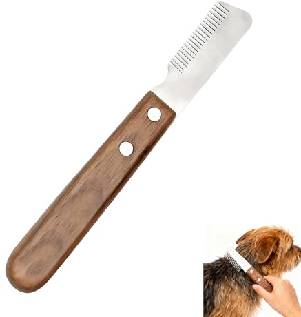 Couteau à Trimmer pour Chien, Couteau de Coupe Chien avec Manche, Epilateur Chiens, Peigne Eliminer les Poils D'animaux, Peigne Chiens, pour Épiler Sous-Poil et Finition