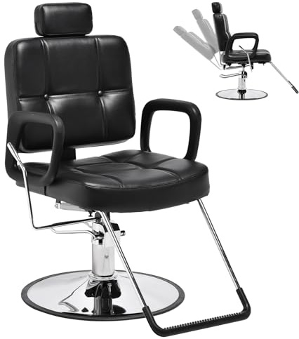 Apllamo Barber Chair Heavy Duty 440 LBS - 24 Chrome Base Hydraulic