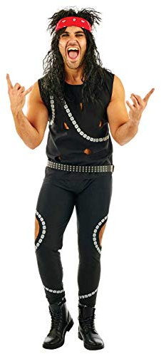 Fun Shack Kostüm 80er Jahre Rocker für Herren, Rockstar Outfit, Perfekt für Fasching und Karneval, L