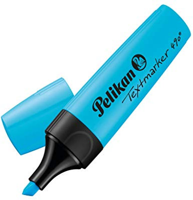 Pelikan 10 evidenziatori 490, 10 x blu neon, con punta a scalpello