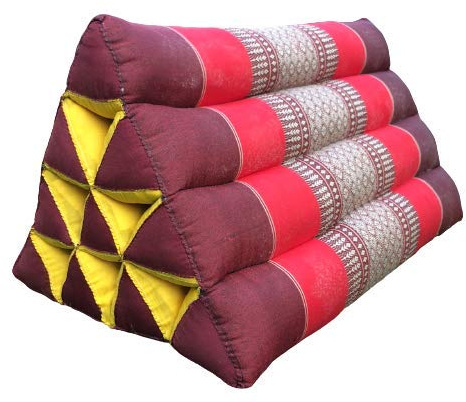Traditional Thai Triangle Cushion Pillow Kapok Filling Handcraft (Red)