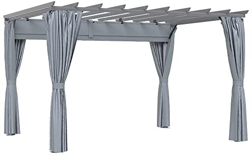 Outsunny 3.6 x 3(m) Outdoor Retractable Pergola Gazebo Sun Shade Canopy Curtains