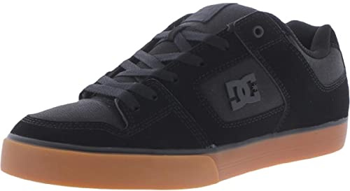 DC Men's Pure Low Top Lace Up Casual Skate Shoe Sneaker, Black/Gum/Black, 11 UK