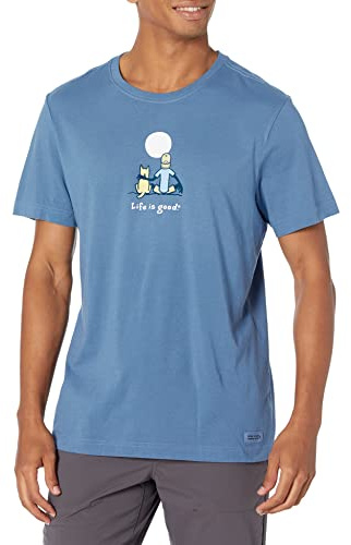 Life Is Good Crusher Tee Shirt, Short Sleeve Cotton Graphic T-Shirts, Jake And Rocket Moon T-Shirt Uomo