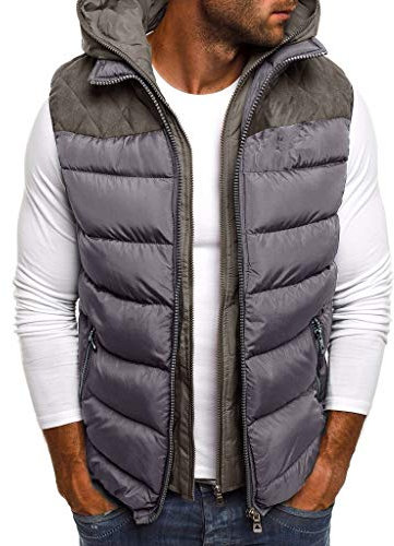 Ni_ka Gilet Sans Manches Veste à Capuche Doudoune Sportif LéGer Vest Zipper Hooded Blouson Homme Grande Taille Gilets Tactique Mode Pure Veste GarçOn Pour Automne Et Hiver S-5xl