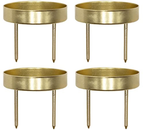 4 x Kerzenhalter Gold Metall D=7,4 cm 2 Picks Kerzenpick Adventskerzenhalter Stumpenkerzen Adventskranz 4 Stück