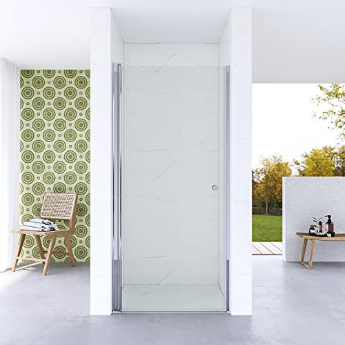 Duschabtrennung 90 cm Duschwand Glas Nischentür barrierefreie Dusche Duschtür Nische Glasabtrennung Glasduschwand mit Tür Glastür Glaswand innen und außen öffnen Ebenerdige Montage