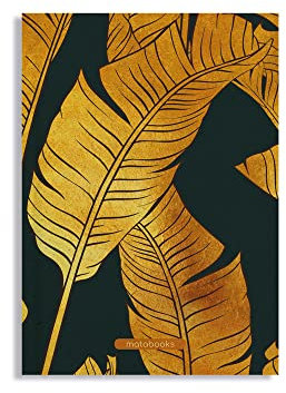 Matabooks, nachhaltige und vegane Notizbücher A5 aus Graspapier, Jana, Tropical Collection, 138 Seiten, Natur, Handmade, Made in Germany (Golden Leaves)
