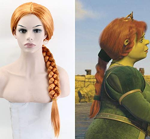 Halloween Shrek Frauen Prinzessin Fiona Perücke das Monster Finona Rollenspiel orange geflochtene Haarperücke Kostüme