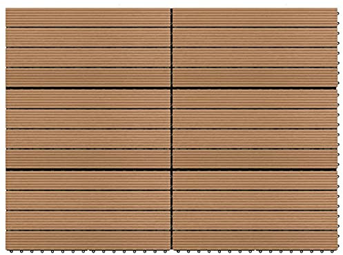 Gecheer Decking Tiles Decking Boards 6 pcs Flooring Deck for Patios, Balcony, Bathrooms, or Pool or Spa Area WPC 60x30 cm 1.08 m² Brown