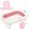 Izrielar Faltbare Baby Badewanne, Ergonomische Babywanne mit Thermometer für Babys und Neugeborene, inkl. Bade Sitzkissen, folding bathtub, Haarwaschbecher (Rosa)