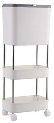 KIZQYN Cubos de Basura Clasificación de Basura de Basura Separación húmeda Seca for el hogar con Cubierta Grandes desechos de la Cocina Desata Bote de Basura (Color : Blanc)
