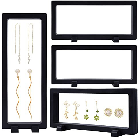 Dalababa 4 Pcs Marco Flotante 3D Soporte Flotante para Expositores Antipolvo Vitrina Flotante 3D para Exponer Sellos, Monedas, Medallas y Joyas, 23x9x2cm