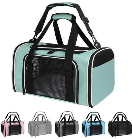 Yipincover, Tragetasche für Katzen und Hunde, weiche Seiten, Haustier-Tragetasche, für kleine Katzen und Hunde unter 15 kg, weich, stabil, zusammenklappbar, Größe M, Grün