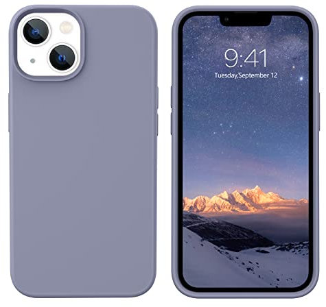 YINLAI für iPhone 13 Hülle Silikon,Handyhülle iPhone 13 Schutzhülle Slim Case Cover Liquid Silikon Gel Matte 3-Schicht Struktur Fallschutz rutschfeste HandyHülle für iPhone 13 6,1 Zoll,Lavendel grau