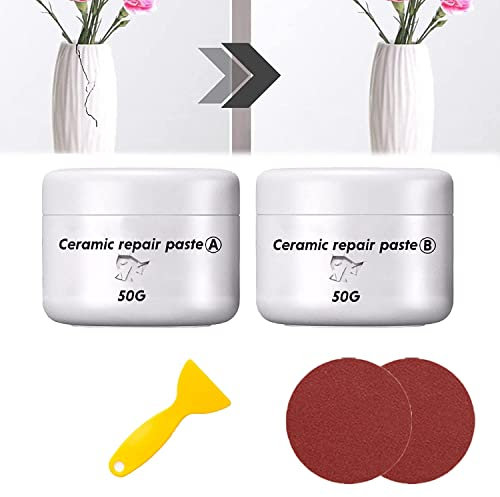 Kit de agente de reparación de pasta de cerámica A B, potente pegamento de reparación de azulejos adhesivo fuerte para reacabado de grietas, fibra de vidrio acrílica de porcelana (50g+50g Set)