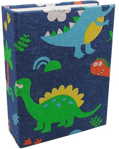 Dankeler Kleines Fotoalbum für Kinder, 100 Taschen, 10 x 15 Bücherregal-Baby-Bilderalbum, Einsteck-Fotobuch mit Leineneinband für die Familie(Dino)