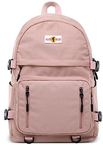 DORRISO Zaino Donna Uomo per 14 Pollici Pc con USB Porta, Molteplici Tasche, Impermeabile Nylon, Comodo per Scuola, Viaggio, Casuale, Sportivo Quotidiano - Rosa