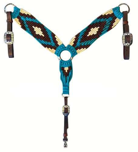 Cheval's International Western-Mohair-Pferdebrusthalsband, handgefertigt aus Premium-Wolle und Leder, Reitsportausrüstung, verstellbar, langlebig und bequem, Sattelbrustplatte für Pferde - Schwarz