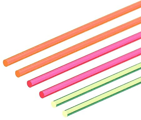 QUARKZMAN 6Stk Ersatz Faser Optische Visierstäbe 0.75mmx25cm PMMA für Bögen Visiere Basteln Kunst Fluoreszenz Rot Grün Orange