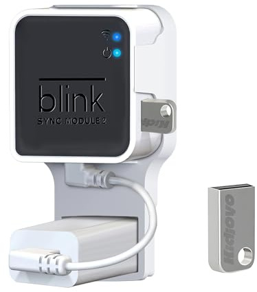 256GB USB Flash Drive & Wall Mount for Blink 2 Sync Module with Short Cable - Declutter, Save Space & Enhance Security Effortlessly
