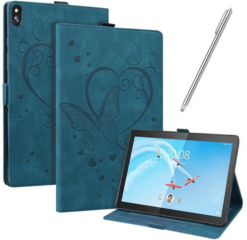 JayModCase Funda para Lenovo Tab M10 TB-X605F/TB-X605L/TB-X505F/TB-X505L, PU Protectora Carcasa con Función de Soporte, Ángulo de Pie Ajustable Función de Auto-Sueño/Estela (Azul)