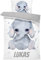 Pictogogo Personalisierte Baby Bettwäsche mit Elefant 80x80 cm, Wählbare Unterfarbe aus Baumwolle, Kinderbettwäsche Mit Namen, Babybett Komplett Set Mit Reißverschluss (Elefant, 80 x 80 cm)