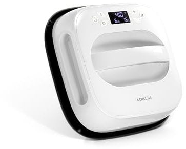 LOKLIK Impress Easy - HTV Heat Transfer Vinyl Heat Press Machine for Sublimation Printing with Large 25cm Plate - Perfect for T Shirts/Fabric/Clothes - White