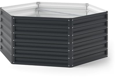 ok-Living Hochbeet Kräuterbeet Gemüsebeet sechseckig 129x129x60cm (LxBxH) anthrazit Pflanzkasten Frühbeet Aufzucht Beet Garten