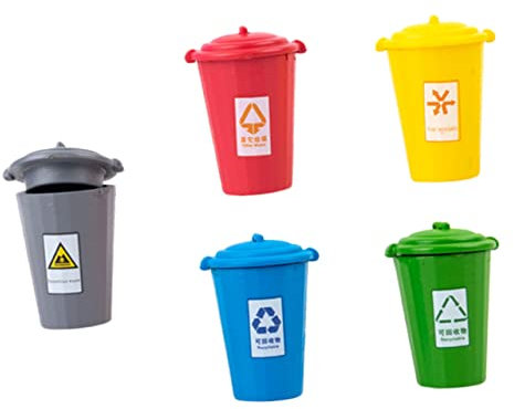 HONMEET 5piezas Mini Bote De Basura Decorativo para Casa De Muñecas Modelo De Bote De Basura De Calle Adorno De Mesa De Modelo