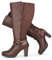 Chicblooms Damen-Stiefel in Übergröße, extra weiter Schaft, hoher Absatz, mit Knöchelschnalle, Braunes PU, EU 40