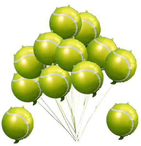 KOMBIUDA Tennisballons Zum Aufhängen 12er-pack Aufblasbare Tennisbälle Aus Folie Dekorationen Für Tennis-geburtstagsparty Leicht