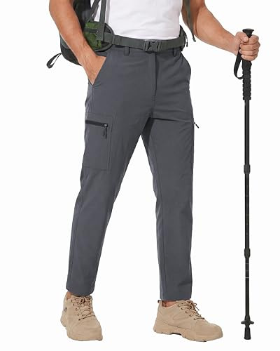 NATUVENIX Pantaloni da trekking da uomo, leggeri, traspiranti, con 7 tasche | Tessuto elasticizzato ad asciugatura rapida, rivestimento idrorepellente, ideale per viaggi estivi, lavori e uso esterno.