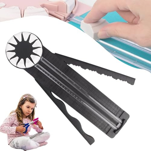 Papierschneider, 12 in 1 Papierschneider, Paper Craft Edge Cutter, Bastelpapierschneider, Papierschneider Mit Falzfunktion, Manual 12-in-1 Cardboard Trimmer, Papierschneidegerät Tragbare (Schwarz)