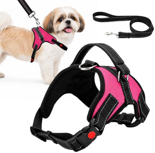 Trimming Shop No Pull hundsele och koppel set för liten hund, säker, justerbar, andningsbar reflekterande husdjursväst sele för hundar Storbritannien, kontrollhund eller valpsele för träning och