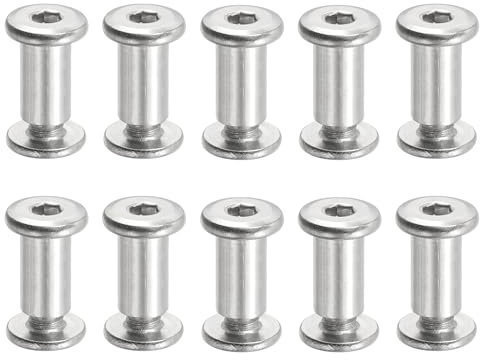 PATIKIL Vis Chicago Hexagonales, 20 Ensembles Vis de Fixation M6 x 15 mm Écrous de Boulon à Tête Hexagonale pour Scrapbooking, Ceinture, Album Photo, Réparation de Meubles, Argenté