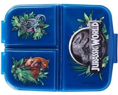 ILS I LOVE SHOPPING Brotdose für die Schule mit 3 Fächern, Brotdose aus Kunststoff für Kinder, Lunch Box - BPA-frei für JURASSIC WORLD