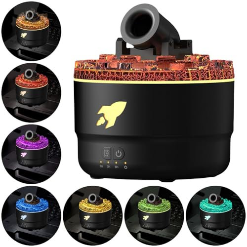USB Aroma Diffuser with LED Cannons, Cannon Humidifier Air Diffuser Fragrance Oils for Essential Oils, 7 Colors LED Light, With 3 Timer Timing, 280ML Diffuser, Waterless Automatic Shut-Off (Black)