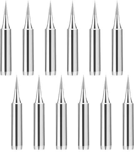 12 Stück Lötspitzen Lötkolben Spitzen Lötspitzen Reaktivator 900M-T-I 0,5mm Lötkolben Spitze mit Kupferkern und Plattierung Ersatz Lötspitzen Set Legierungenlötspitzen Verwendung für Lötpistole