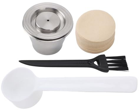 Cialde di caffè riutilizzabili Kuuleyn Capsule di caffè Cialde di caffè riutilizzabili in acciaio inossidabile con spazzola per cucchiaio in carta da filtro per caffettiera